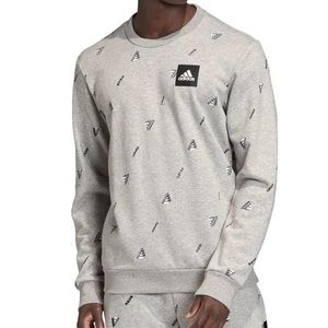 2/$30 Adidas Must Haves Graphic Crew Grey Heather/White Sweatshirt